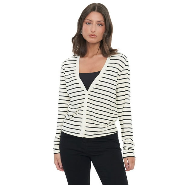Sweater Mujer Cárdigan Líneas Negras Corona