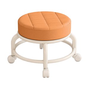 Magideal - Taburete Redondo Con Ruedas, Mini Taburete Móvil, Pequeño, Giratorio De 360 Degree, Taburete Para Zapatos, Asiento, Taburete De Pedicura Para Garaje, Niños Naranja