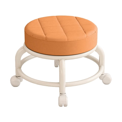 Magideal - Taburete Redondo Con Ruedas, Mini Taburete Móvil, Pequeño, Giratorio De 360 Degree, Taburete Para Zapatos, Asiento, Taburete De Pedicura Para Garaje, Niños Naranja