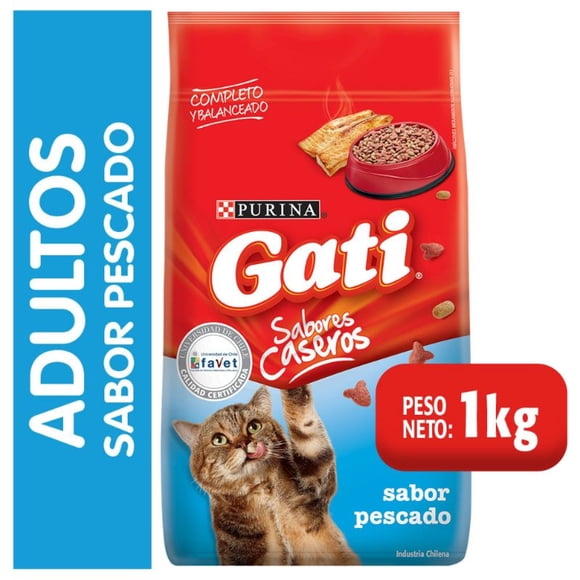 Alimento Seco Gato Adulto Sabor Pescado Arroz y Espinaca Bolsa, 1 Kg