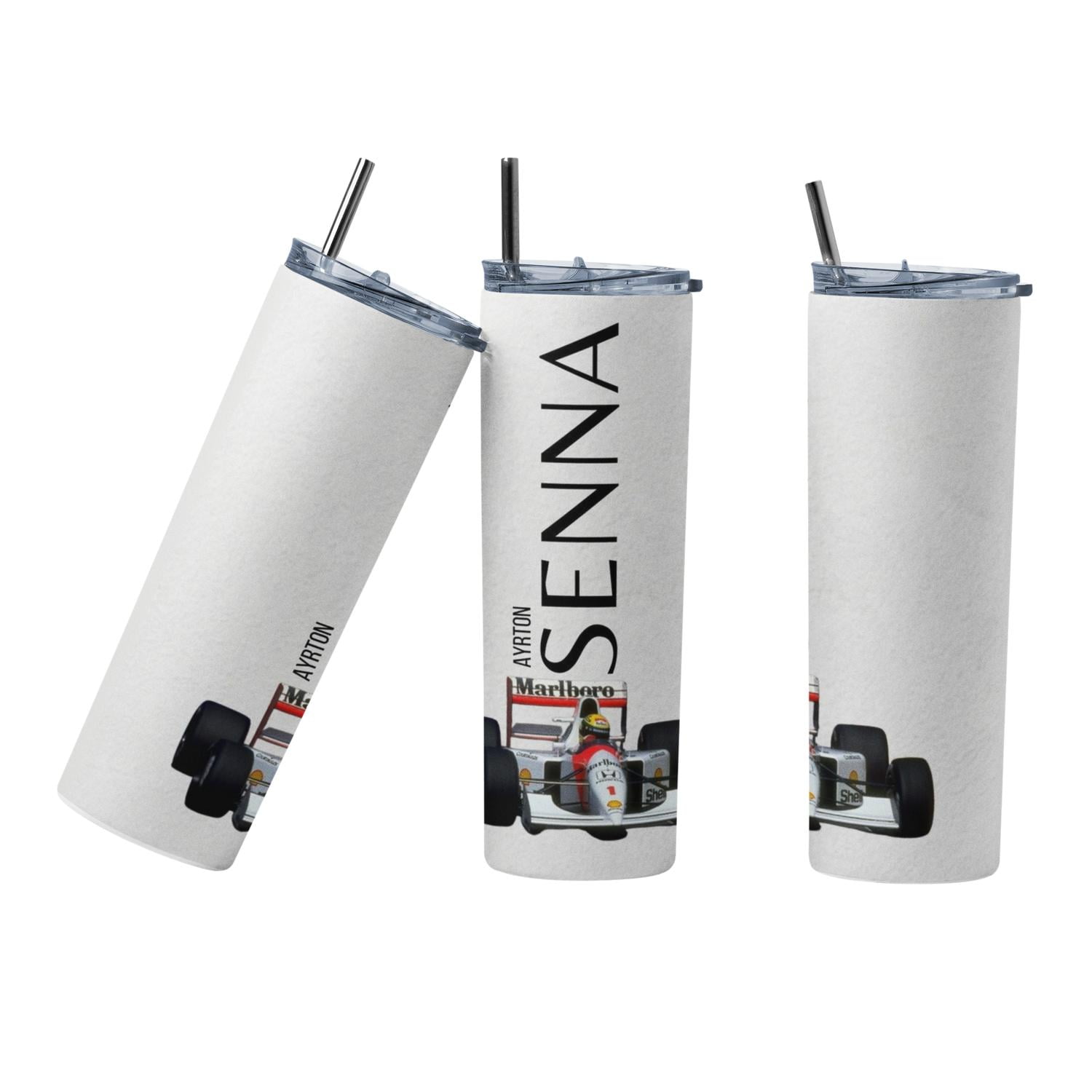 Sm - Termo Botella Termica F1 Senna Monoplaza Mug Blanco 10