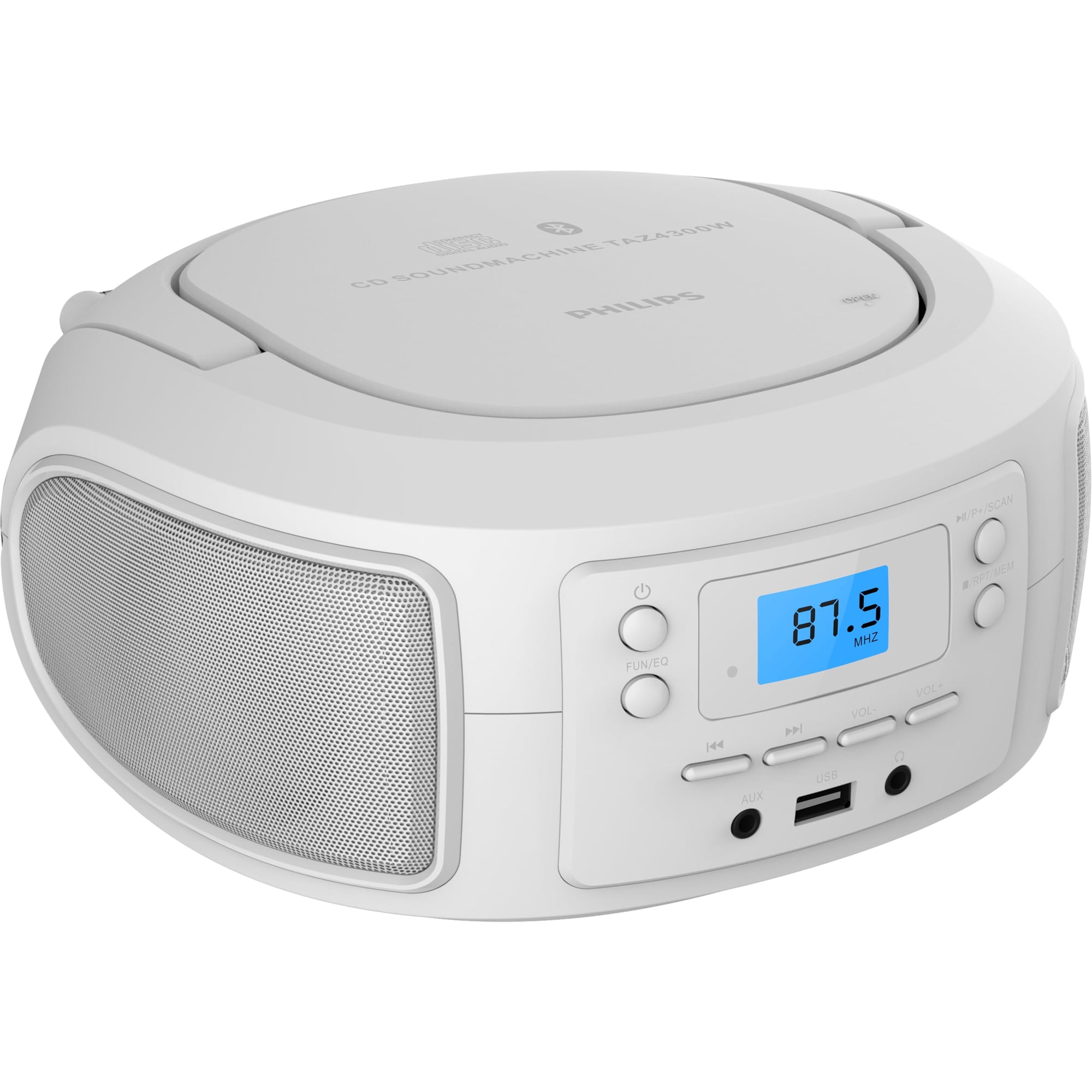 Reproductor De Cd Portátil Philips Taz4300 Radio Fm Bluetooth Blanco