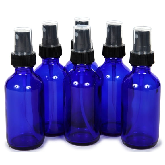 Botellas de Vidrio Vivaplex Azul Cobalto 60 mL con Pulverizadores de Niebla Fina