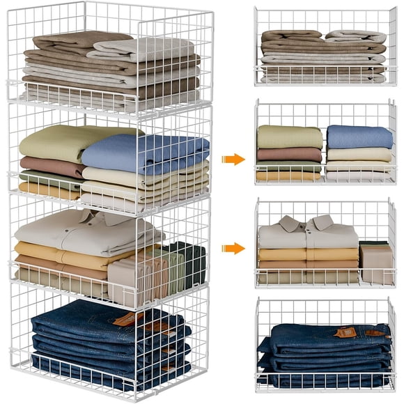 Organizador Closet Yociyoga 4 Estantes 40x30x88 cm Blanco