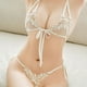 thumbnail image 1 of Lace Strap Suspenders Sexy Lingerie Set, Breathable Sheer Tie Bra & String Bikini Panty, Women's Sexy Lingerie & Underwear, 1 of 3