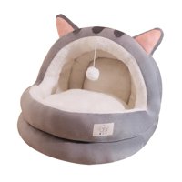 Magideal - Cama Para Gatos, Cueva, Nido De Gato Semicerrado, Escondite Para Gatitos, Acogedor, Accesorios Suaves Para Mascotas, Perrera Con Fondo Antideslizante, , Gris S