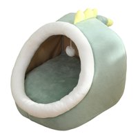 Ioensy - Cute Cave Bed Dog Warm With Ball Toy Sin Deformación Para Gatito Conejo Cachorro 35X35X31Cm Verde