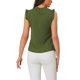 thumbnail image 3 of INSPIRE CHIC Blusas sin mangas de trabajo para mujeres de regreso a clases con volantes y pliegues chic Verde militar L, 3 of 6