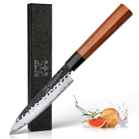 Cuchillo de pelar FAMCÜTE japonés de 11,7 cm, hoja 9CR18MOV, acero
