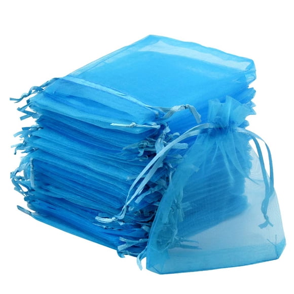 Bolsas de regalo Tojwi 50 piezas 9x11 cm azul con cordón de satín