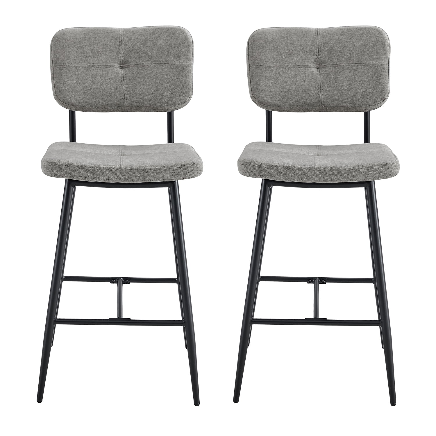 Novahus - Pack 2 Piso Bar Con Espaldar Acolchado Gris