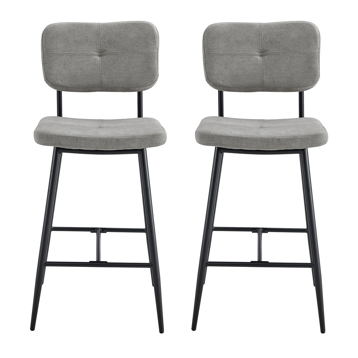 Novahus - Pack 2 Piso Bar Con Espaldar Acolchado Gris