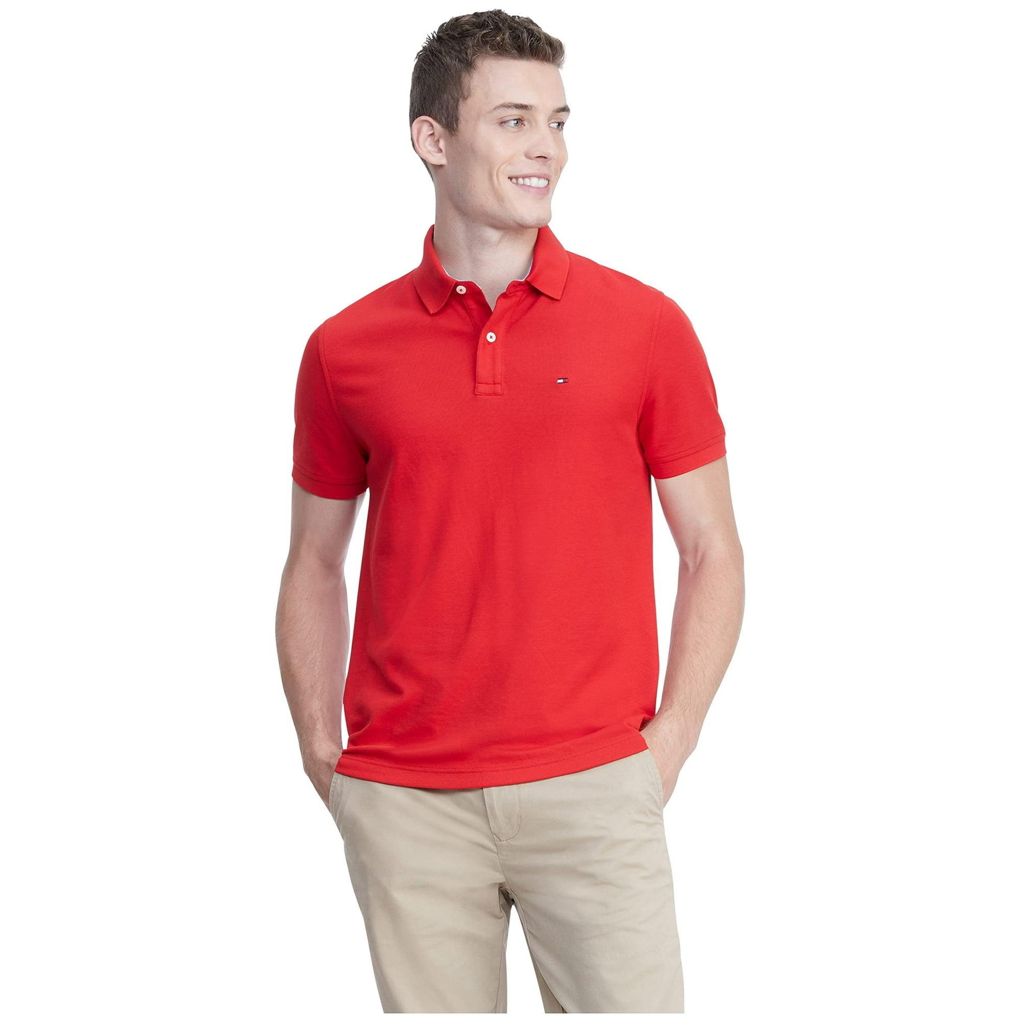 Polo Tommy Hilfiger De Manga Corta Para Hombre Rojo Xl