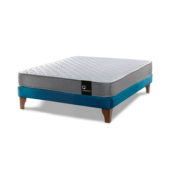 Cama Europea Zen Best Full 135x190 Cm Tela Azul Petroleo