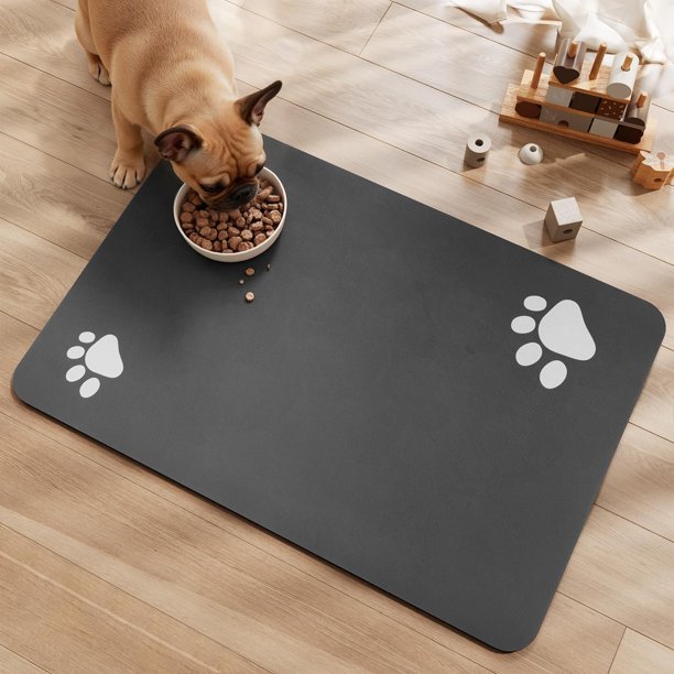 Alfombrilla de comida PADOOR para perros y gatos, absorbente, de secado rápido, marrón, 30 x 48 cm