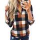 thumbnail image 1 of Blusa Dokotoo a Cuadros de Algodón con Manga Tres Cuartos, 1 of 3