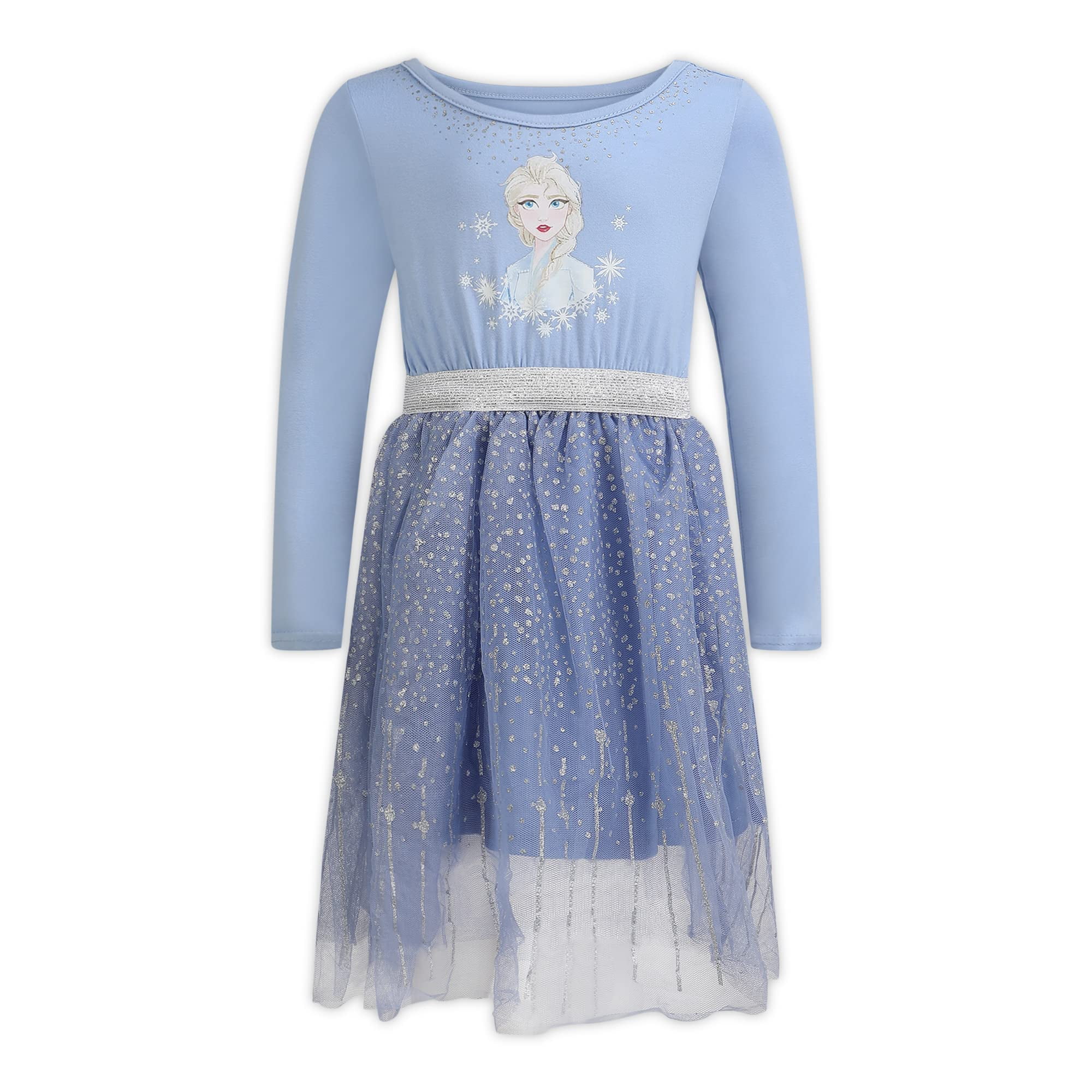 Vestido Disney Frozen Elsa Para Niñas Manga Larga Morado