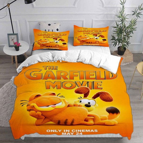 v1534 Bed Sheets The Garfield Movie Bedding Sets Comforter Quilt Bed Cover Duvet Cover Pillow Case - Pieces Sets Kids Adult Size 3-Piece Bedding Set (1 Duvet Cover + 2 Pillow Shams) Bed Sheets ju1534