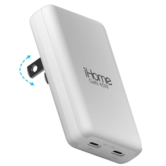 Cargador iHome GaN Universal Slim 45 W USB-C con suministro de energía