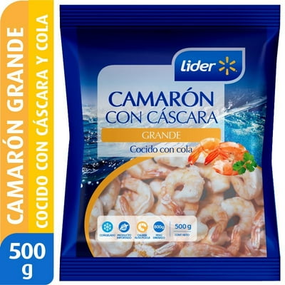 Camarón Grande Con Cáscara Con Cola Cocido 500 G Lider