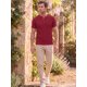 thumbnail image 2 of INSPIRE CHIC Camiseta Henley de Hombre de Manga Corta Cuello Redondo Verano Camisetas a Rayas S Burdeos, 2 of 5