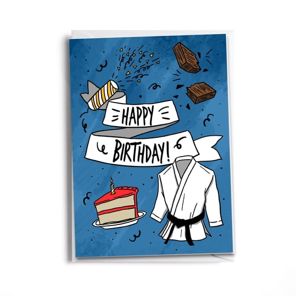 Tarjeta de cumpleaños para karate, taekwondo, jiu-jitsu, artes marciales