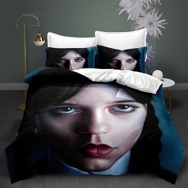 Bed- Duve-t Cov-er W-ednesday -Bedding S-ets Ad-dams 3D Pri-nted Lightwei-ght 3 -Piece Comfor-ter Sets 1 Duvet Co-ver and 2 Pillo-w Sha-ms for Boys Girls
