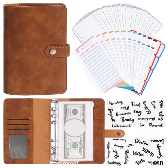 Organizador de Presupuesto Auzesto A6 19x13 cm Cuero PU con 16 Bolsillos