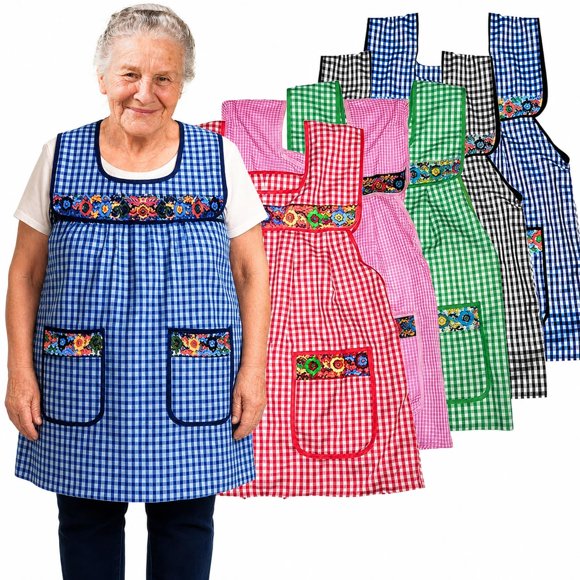 Delantal Cuitáxi con bordado floral mexicano y bolsillos – 1 unidad