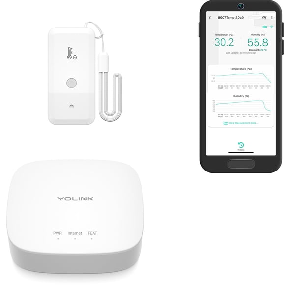 Termómetro YoLink con Hub inalámbrico y alertas en la app