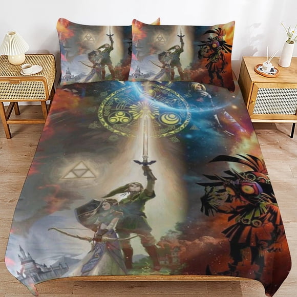 The Legend of Zelda Comforter Set 3 Pieces Quilt Cover Set Soft Bedding Sets for All Seasons