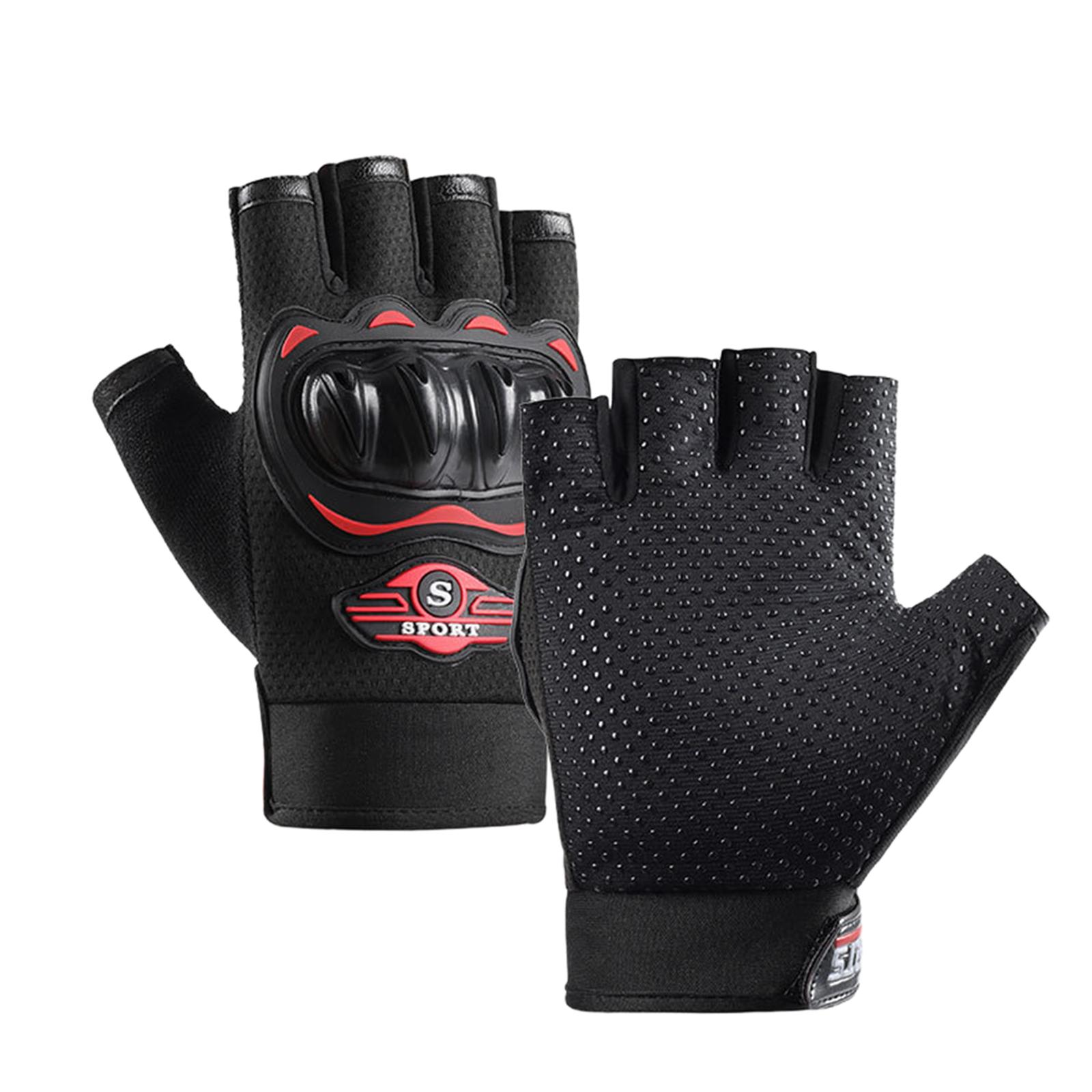 Magideal - Guantes De Montar En Motocicleta, Guantes De Ciclismo, Medio Transpirable, Equipo De Protección De Fitness, Guantes Antideslizantes Sin Dedos Par Etiqueta Roja Roja