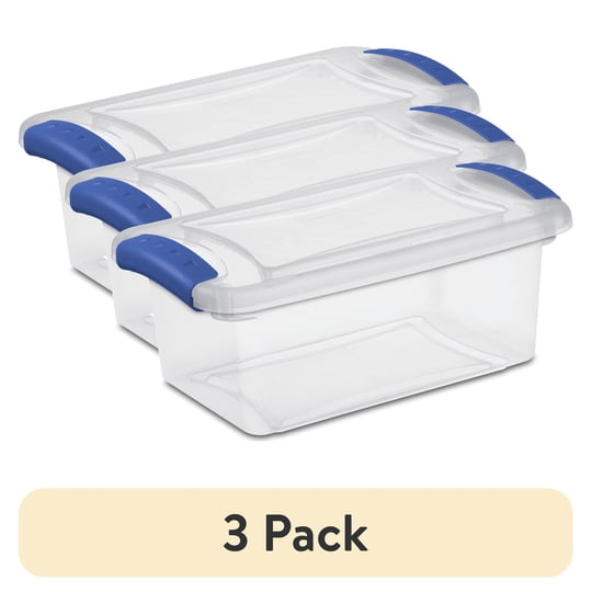 Caja Organizadora Sterilite 7l Pack 3 Tapa Azul