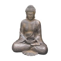 Magideal - Budismo Estatua De Buda Sentado Adorno Hecho Estatuilla Coleccionable Meditación Zen Tradicional Para Cubierta De Oficina Sala De Estar Tienda Bronce