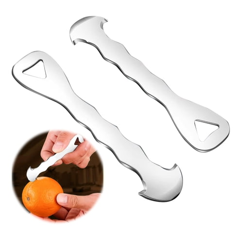 Xusx111 - Herramienta Del Pelador De Cítricos De Acero Inoxidable De 2 Piezas - Pelador De Naranja Para Cocina, Pelador De Limón, Pelador De Pomelos, Pelador De Frutas Sin Esfuerzo Con Hoja Afilada, A