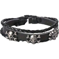 Genérico - Set 5 Pulseras Estilo Vikingo Punk Calaveras