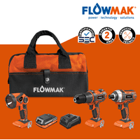 Flowmak - Kit Taladro 13Mm Atornillador Y Linterna 18V