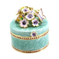 Magideal - Caja De Joyería Pequeña Para Mujer, Caja De Almacenamiento De Joyería, Regalo De Recuerdo, Caja De Baratija Pintada A Mano Para Anillos, Pendientes, Azul