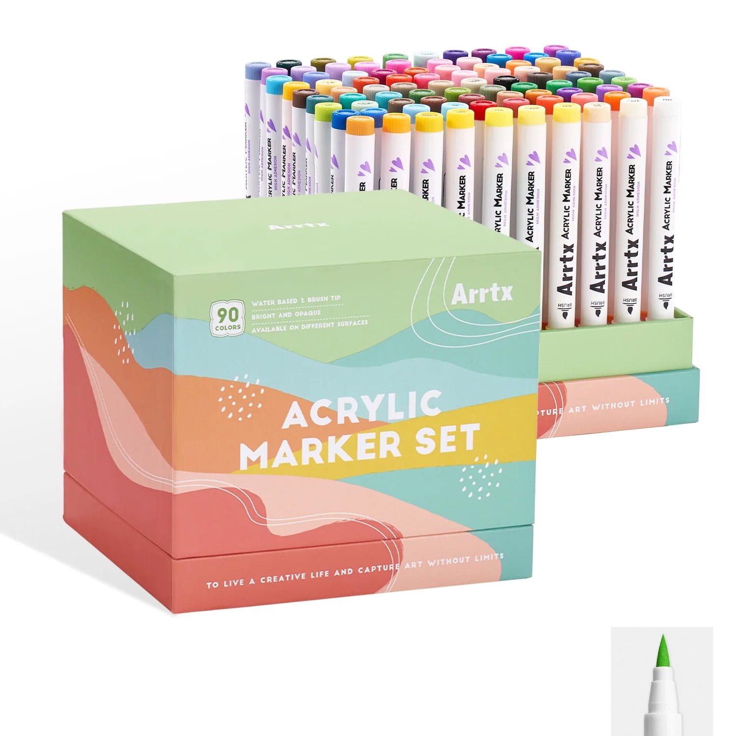Arrtx 90 Marcadores Acrílicos Punta Pincel 90b - Paisajes