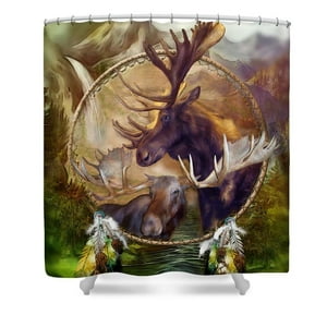Pinghai - Cortina De Ducha Spirit Of The Moose, Juego De Cortinas De Baño Con Ganchos, Tamaño 60 X 72 Pulgadas