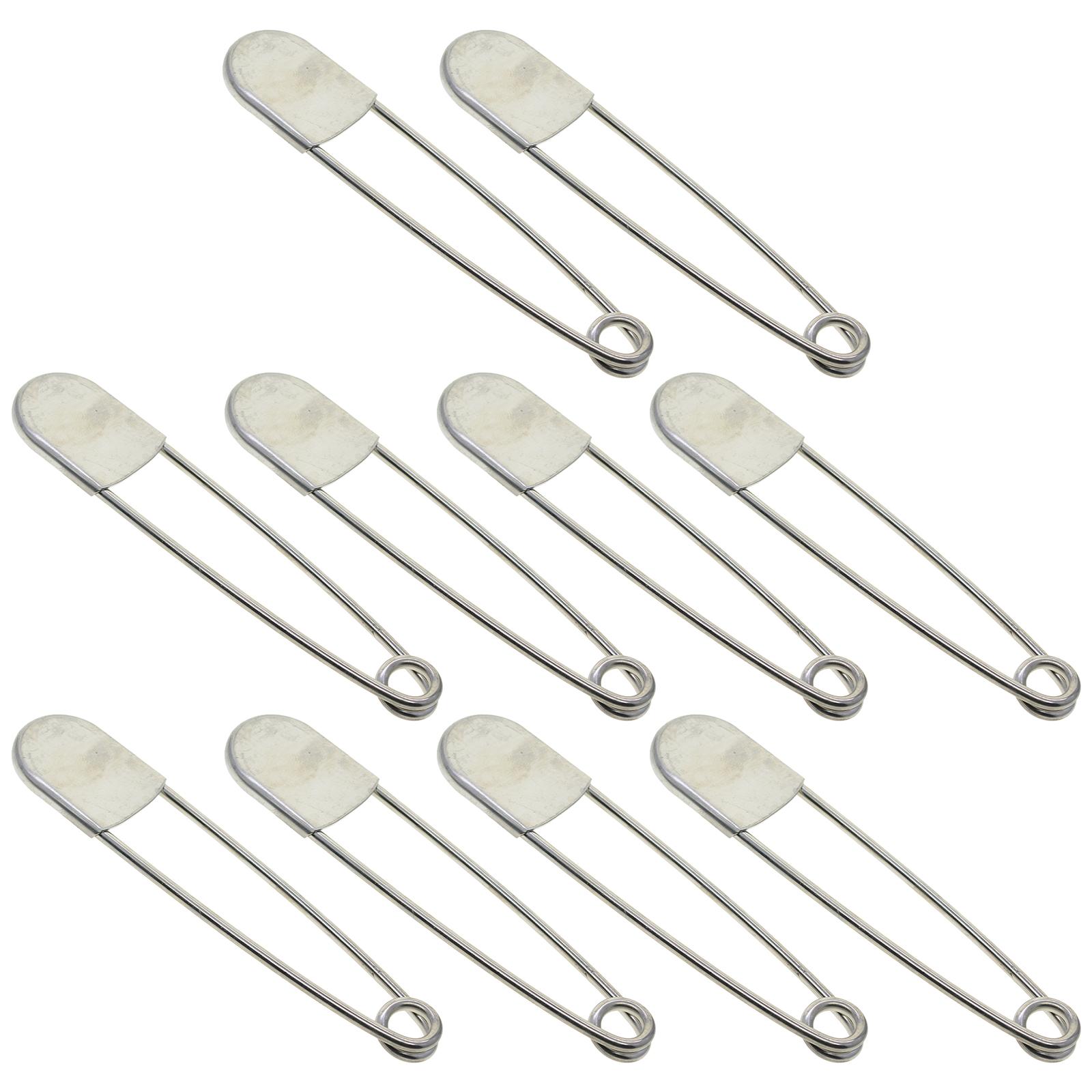 Magideal - 10 Pines De Seguridad Extragrandes De 5.0 In De Material Acero Inoxidable De Resistencia Para Acolchado De Tapicería, De Lavandería Libre