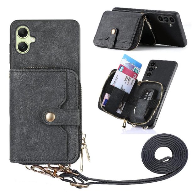 Funda Tipo Cartera con Correa Cruzada para Samsung Galaxy A06 Protección Contra Golpes Negro