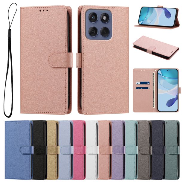 Cartera para Motorola Edge 70 con Soporte y Correa, Rosa