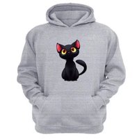 Genérico - Polerón Canguro Gatito Gris Claro Talla S Unisex