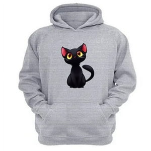 Genérico - Polerón Canguro Gatito Gris Claro Talla Xl Unisex