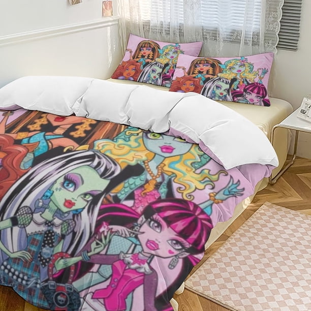 Monster HighCartoon Collection 3-Piece Comforter Set, Personalized Bedding Decor for Kids And Teens Bed Sheets