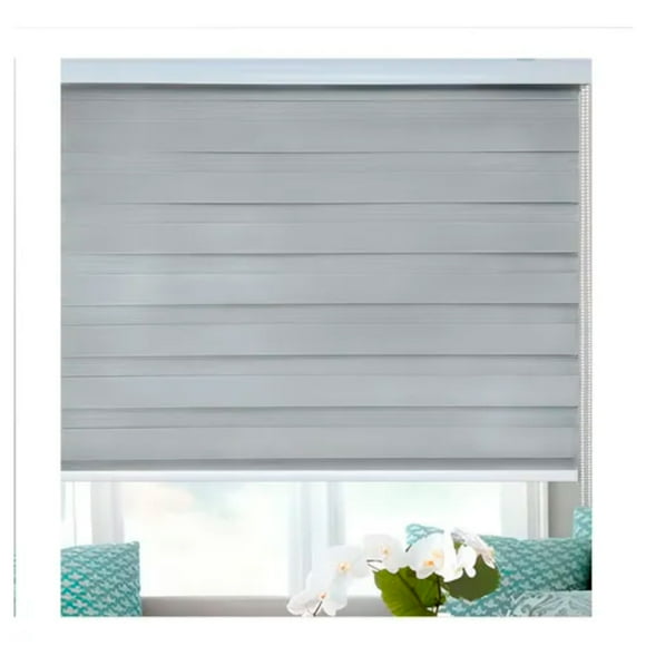 Cortina Roller Duo Zebra Día Noche 80x200cm Beiti Color Gris