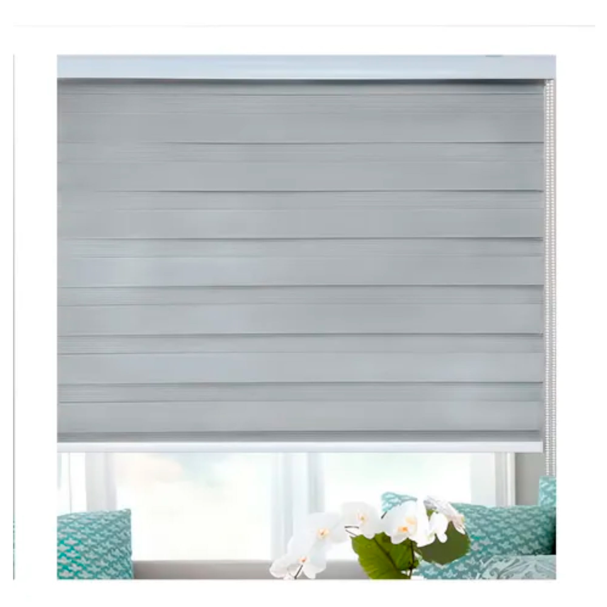 Cortina Roller Duo Zebra Día Noche 80x200cm Beiti Color Gris