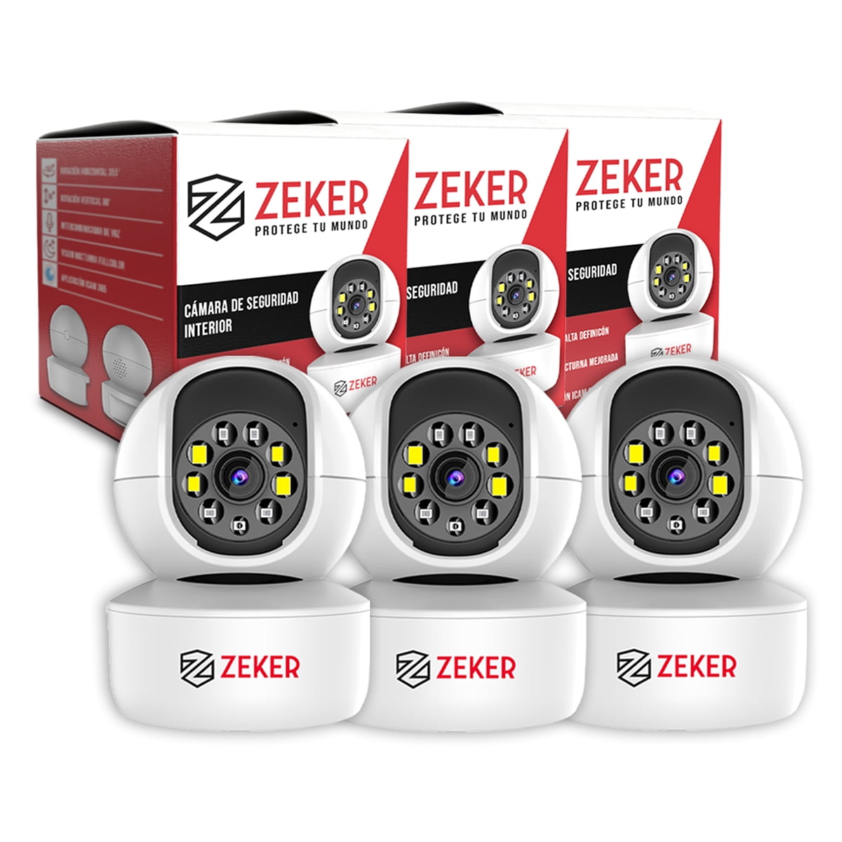Pack X3 Cámara De Seguridad Interior Wifi Ip Zeker 2mp 5g