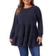 thumbnail image 1 of Agnes Orinda Trajes de Halloween para Mujeres Tallas Grandes Tops Babydoll de Escuela Colegio de Manga Larga Cuello Redondo Casual Suelto Blusas Peplum Túnicas 3X Azul Marino, 1 of 6